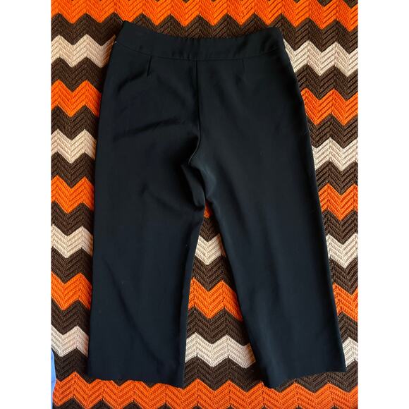 White House Black Market Womens Black Wide Leg Crop Pant Trouser sz 4 - Picture 8 of 8